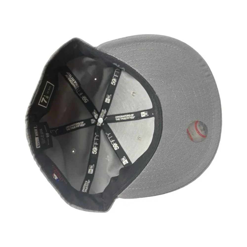 New Era 59Fifty Fitted Size 7 1/8 MLB Atlanta Braves Grey & Black Hat *READ